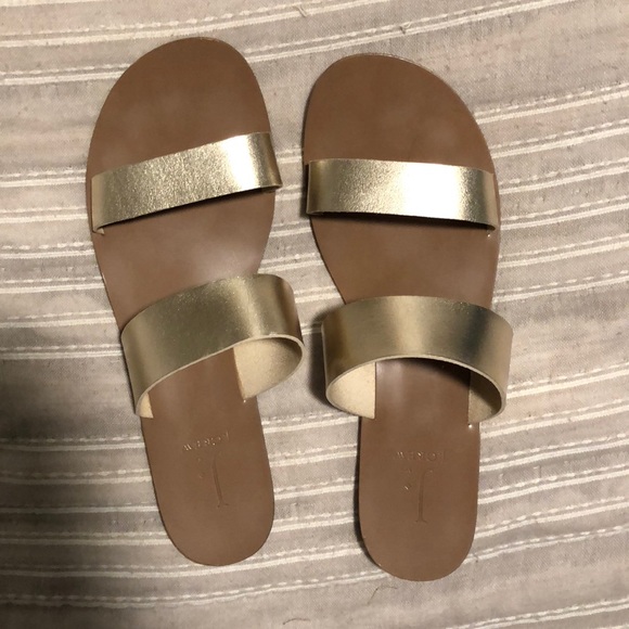 gold 2 strap sandals